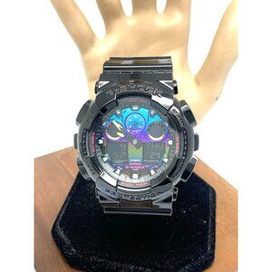 Casio Men's Watch G-Shock GA100RGB Virtual Rainbow Black Resin Band Quartz 5081